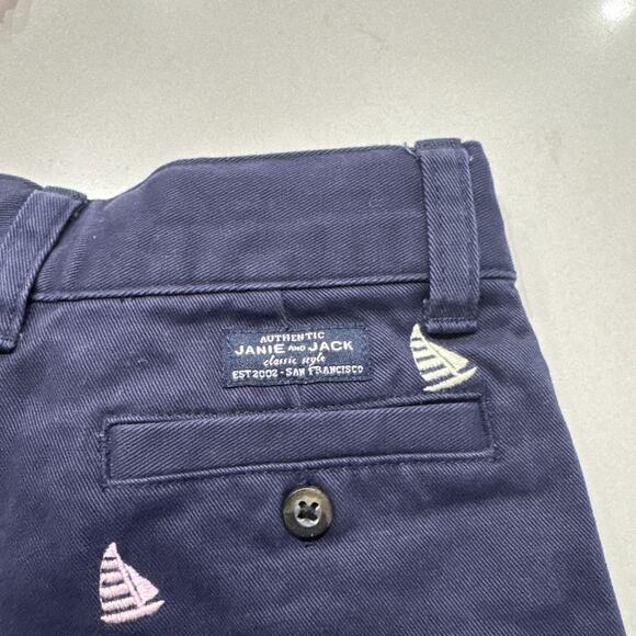 Janie And Jack Boys Navy Blue Embroidered Sailboat Shorts Boys Size 4 Nautical - Picture 5 of 8